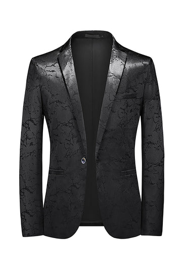 Blazer noir à un bouton à revers cranté pour homme avec poches